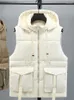 Gilets pour hommes hommes à capuche noir coréen mode épaissir sans manches veste rembourrée décontracté mâle manteau automne hiver chaud cargo gilet