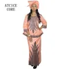 Vêtements ethniques robes africaines pour femmes Robe d'église Bazin Riche broderie Design Robe haut écharpe trois pièces un ensemble 230425
