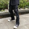 Мужские брюки передняя двойная молния прямой вибрации стиль атмосфера мужские брюки. Бережки шнуры черные мульти-карманы негабаритные пары брюки 230425