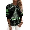 Blouses pour femmes T-shirt de fête de l'année Festif Flocon de neige Haut à paillettes Chemise de Noël chatoyante pour les femmes avec col rond coloré en vrac
