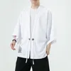 メンズカジュアルシャツ日本の着物夏夏3分の3スリーブ特大カーディガンジャケットメンズストリートサンプロテクションアウトウェアプラスサイズ