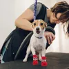 Abbigliamento per cani 4 pezzi Accessori Calzini per animali domestici Calze natalizie per anziani Scarpe in legno duro Protezioni sostituibili in poliestere