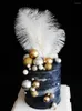 Festival Malzemeleri Kek Butik Güzel İnci Tüy Fiş Düğün Altın Gümüş Yuvarlak Top Doğum Günü Partisi Tatlı Dekorasyon Pastası