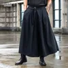 Erkek pantolon 2023 Karanlık Moda Hakama Japon Harajuku Çift Büyük boyutlu Pantolon Kore gevşek artı Beden Siyah Culottes Erkek Kadın Giyim