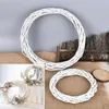 Decorative Flowers 10-30CM Wedding Wreaths Vine Ring Ornaments Window Door Garland Hanging Wreath Wicker Christmas Rattan White