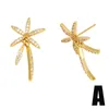 Stud Earrings FLOLA Copper Zircon Palm Tree For Women CZ Rhinestone Round Ear Studs Gold Plated Jewelry Gifts Ersa230