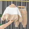 Ensemble deux pièces en peluche pour garçons et filles, vêtements pour nourrissons et jeunes enfants, tendance, offre spéciale, automne et hiver, 2024