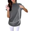 Kvinnors T-skjortor Sexig bomullstopp Summer Turtleneck Tank Camisole Blue Raglan ärmar Slim Women Sleveless T-shirt Vest Casual Camis
