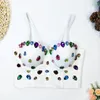 Women's Tanks Beaded Bustier Bra For Women Camisole Sexy Backless Cropped Top Jewel Color Diamond Stage Nightclub Party Tank Tops Y3882