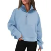 Lulumelon Yoga Set Scuba Hoodie Half Zip Women's Sports Sweater Loose Blazer Fitness Short Fleece Coat Sweatshirt 658