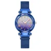 Relojes de pulsera, relojes para mujer, hebilla magnética, Color degradado, cielo estrellado, reloj luminoso para mujer, acero inoxidable, cuarzo, Zegarek Damski