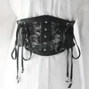 Women's Wide Belt Front Tie Up Leather Elastic Corset Belt Women Faux Waist Belt All Match Dress Girl Clothes Decoration