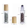 Diffuseur d'huiles essentielles 10 ml en verre transparent sur flacons de parfum avec pierre de quartz en cristal naturel écrasé, boule à rouleau en cristal, bois Grai Xarf