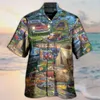 Men's Casual Shirts Men's Shirt Summer Hawaiian Graphic Prints Guitar Turndown Khaki Holiday Short SleeveApparel Tropical Fashion Soft