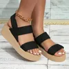 Sandalen Comem Wedge Outdoor Sommer Leichte Rutschen Einfarbig Dicke Unterseite Damenschuhe Weibliche Minimalistische Slingback