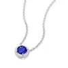 Chains Necklace 925 Silver Sapphire Pendant White Gold Plated Chain Women Wedding Gift High Jewelry
