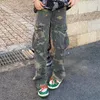 Pantaloni da uomo Moda Camouflage Baggy Tuta Pantaloni cargo per uomo Tasche laterali a getto d'inchiostro Pantaloni sportivi da donna Pantaloni larghi casuali 230425