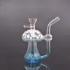 Portable Female Beaker Bong Glow In The Dark Bubbler Water Bongs Cigarette Tobacco Bongs Water Pipes Oil Rigs Hookah with Male Glass Oil Burner Pipe and Dry Herb Bowl