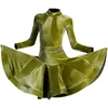 Scen Wear Velvet High Collar Tops kjolar Passar Latin Dance Performance Costumes For Girls Professional Practice Dress