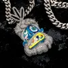 Colorful Oil Dripping Cartoon Jesus Head Figure Pendant Necklace Enamel Iced Out Cubic Zirconia Necklaces Personalized Hip Hop Rapper Jewelry Accessories Colar