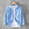 Men's Casual Shirts Designer Quality Long-sleeve Cotton Linen Brand For Men Trendy Comfortable Solid Tops Clothes Camisa Masculina