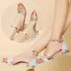 Sandals Fashion Womens Gold Silver Low Heels Casual Shoes For Woman Open Toe Summer Ankle Strap Cover Sandalias De Mujer