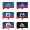 Plånböcker nopersonalitet trend läder handväska kort hållare plånbok kvinna haiti flagga patriotisk varumärke design parti lång koppling portemonnaie