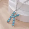 Pendant Necklaces Western Style Turquoise Letter Initial Necklace For Women Er Zinc Alloy A-Z Alphabet Jewelry Wholesale