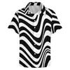 Men's Casual Shirts Abstract Striped Design Vacation Shirt Black And White Stripes Hawaiian Novelty Blouses Graphic Tops Plus Size