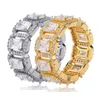 ヒップホップリングバンドBling CZ Cubic Zirconia Mensパーソナライズされたアイスアウトフルダイヤモンドラッパージュエリーギフト