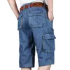 Shorts pour hommes Marque d'été Jeans pour hommes Short en jean Short cargo en coton Grande poche ample Baggy Jambe large Broderie Bermuda Beach Boardshort 230426