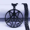 Pendant Necklaces Stainless Steel Inverted Cross Occult Pentagram Chain Necklace Black Color Satanic Gothic Satan Jewelry N1159S06