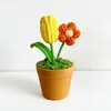 Dekorativa blommor solrosor virka kreativ handgjorda vävda bukent färdig stickad växt för rum skrivbordsdekor födelsedagspresent