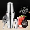 Outils de bar Mélangeur à cocktail Shaker Set 4pcs Boston Shaker Boîtes Barman Kit 18oz 28oz Boisson Mixte Shaker Passoire Double Mesure Jigger 231124