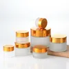 Frosted Glass Jar Cream Fles cosmetische potten Pakcontainer 5G 10G 15G 20G 30G 50G LIP BALM LOTION PACKAGING FKXVI