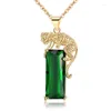 Pendant Necklaces Fashion Trend Green Gem Women And Man Gift Leopard Necklace Cubic Zirconia Chain Jewelry Accessories For Unisex