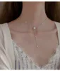 قلادة قلادة 925 Sterling Silver Necklace لامعة متعددة النجوم الطويلة قلادة طويلة الترقوة سلسلة عيد ميلاد الحفلات النساء المجوهرات 230426