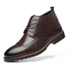 Stivali da uomo alla caviglia, abiti formali, scarpe in pelle, cowboy occidentali, stringati, brogue, casual, marrone nero