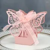 Present Wrap 50/100pcs Butterfly Laser Cut Hollow Wagon Box Candy With Ribbon Baby Shower Wedding Party Supplies Packaging