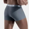 Boxer en soie glacée pour hommes, sous-vêtement modal sans couture, slip élastique avec poche bombée, doux et confortable