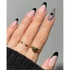 Valse nagels 24 -stcs Franse punt diamant nep dragen kunstmatige vierkante hoofdpers op acryl nail art parel patch amandel 230425