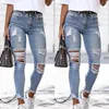 Jeans Femme 311 Femmes Grand Sur Pantalon Dames Casual Bleu Poches Déchiré Vintage Pantalon Denim Style Et