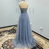 JEHETH Exquisite Tulle Evening Dresses For Women Sleeveless Sweetheart 3D Flower Applique Prom Party Gowns With Slit A Line