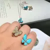 Pendientes de diseño 4/cuatro hojas Trébol Charm V Golden Fan Familia Edición de precisión Collar de mariposa Chapado K Cerradura de oro rosa Cadena de hueso Transmisión directa en vivo