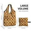 Shopping Bags Kawaii Print Chess Board Tote Portable Shopper Shoulder Chessboard Game Player Handbag