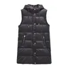 Colete feminino moda inverno falso couro acolchoado longo jaqueta com capuz casaco vintage mangas pu feminino colete chique roupas tops 231124