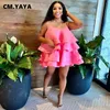 Casual Dresses CM.YAYA Women Spaghetti Strap Tierred Big Swing Sleeveless Ball Gown Mini Dress Vintage Party Evening High Street Dresses 230425