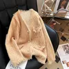 Women's Jackets Pink Sweater Woman Autumn Imitation Mink Cashmere Knitted Cardigan Female Pocket Vintage Elegant Tassel V-neck Sweaters