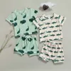 Kläder sätter sommar småbarn baby pojkar kläder set marin liv tryckt kort ärm bomull t skjortor topps drstring shorts ca aa230426