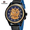 Montre-bracelettes Style Mens Watch Transparent authentique STRAPE BLAQUE ROUGE SKULL SKULTON MALON MALE AUTALATIQUE LES MONTRATIONS VINS HORLES